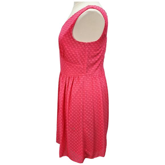 Nine West Dress Women’s 12 Fit & Flare Hot Pink Lined Textured Casual Church Wor - Picture 7 of 14